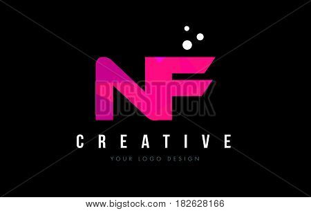 Nf N F Letter Logo With Purple Low Poly Pink Triangles Concept