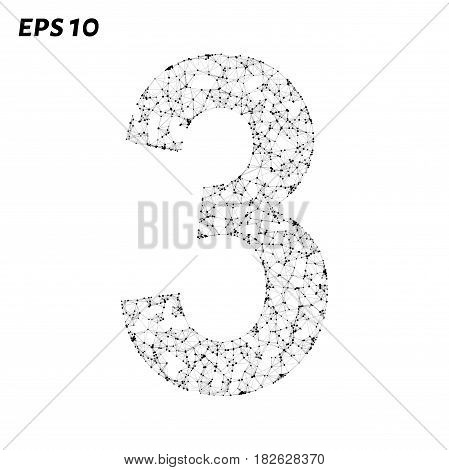 The Letter 3 Consists Of Points, Lines And Triangles. Vector Illustration.