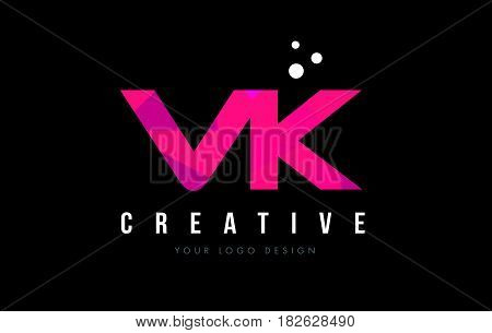 Vk V K Letter Logo With Purple Low Poly Pink Triangles Concept