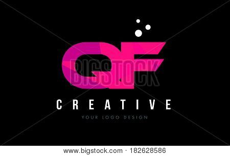 Qf Q F Letter Logo With Purple Low Poly Pink Triangles Concept