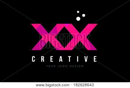 Xx X X Letter Logo With Purple Low Poly Pink Triangles Concept