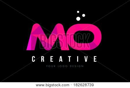 Mo M O Letter Logo With Purple Low Poly Pink Triangles Concept