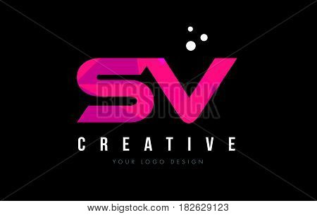 Sv S V Letter Logo With Purple Low Poly Pink Triangles Concept