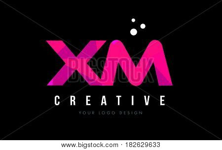 Xm X M Letter Logo With Purple Low Poly Pink Triangles Concept