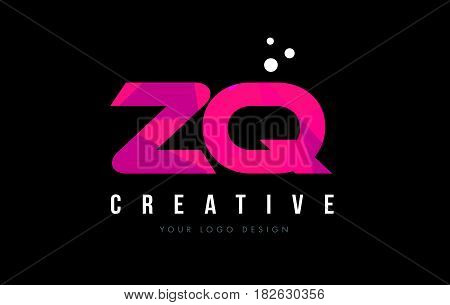 Zq Z Q Letter Logo With Purple Low Poly Pink Triangles Concept