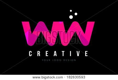 Ww W Letter Logo With Purple Low Poly Pink Triangles Concept