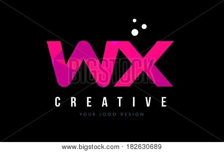 Wx W X Letter Logo With Purple Low Poly Pink Triangles Concept