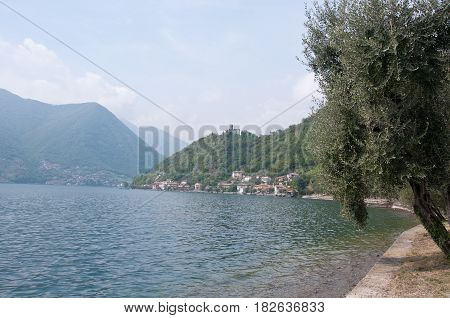 City view of Sensole of Monteisola in the iseo lake