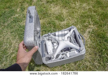 Open Case With Quadrocopters Dji Phantom 4