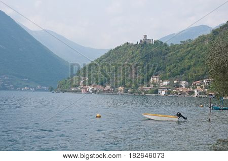 City view of Sensole of Monteisola near brescia