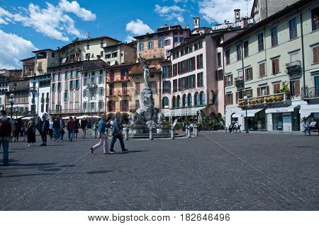 16 april 2017-lovere-italy-square of the city of Lovere on Lake Iseo