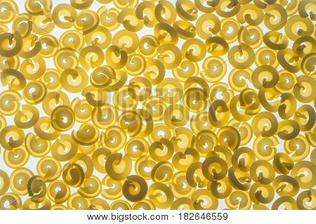 Raw cappelletti pasta close up: top view