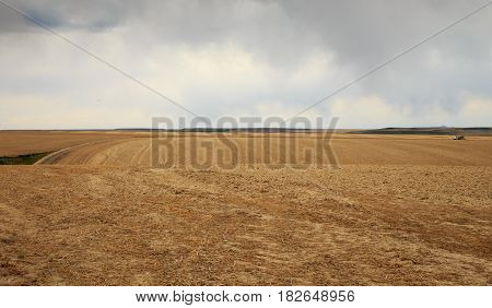 Large landscape of farm field near Bozeman Montana.