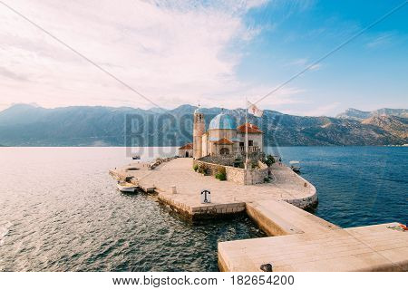 The island of Gospa od Skrpela in the Boko-Kotorsky Gulf near the town of Perast in Montenegro.