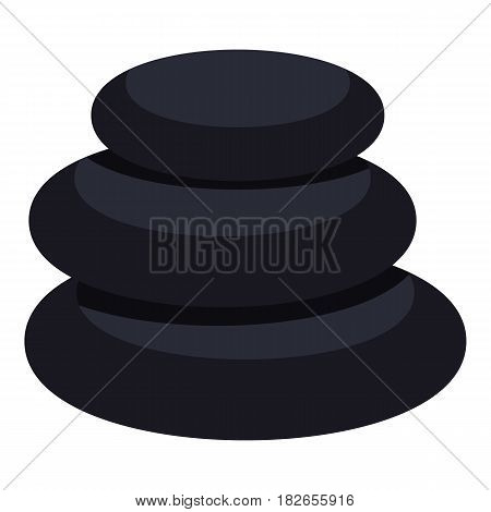Stack of black basalt balancing stones icon flat isolated on white background vector illustration