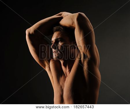 The attractive man is day dreaming about life.