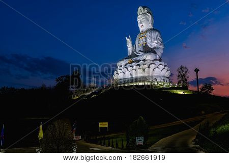 Wat Huai Pla Kung (Temple) in Chiang Rai,Thailand.APR 21,2017 Wat Huai Pla Kung temple the pagoda in Chinese style in Chiangrai province of Thailand.well known wordwide.Opened on 19 November 2005