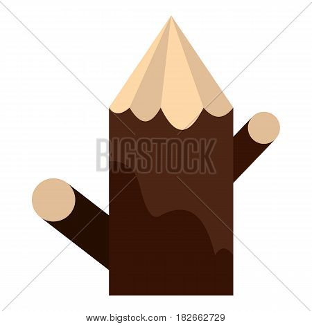 Pointed woden stump icon flat isolated on white background vector illustration