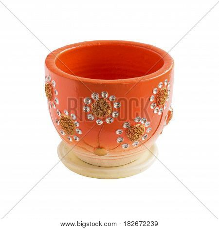 Earthenware beautiful color on white background Clipping Path