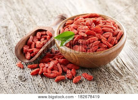 Goji berry on a wooden background