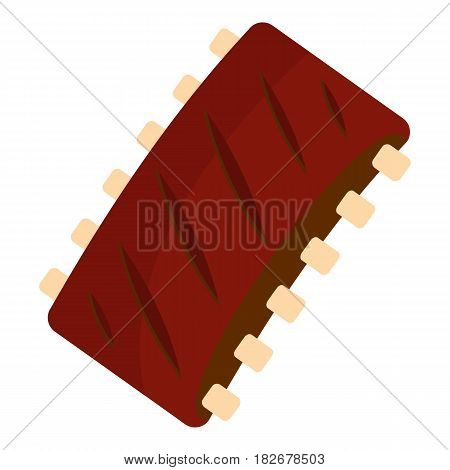 Grilled pork rib meat icon flat isolated on white background vector illustration