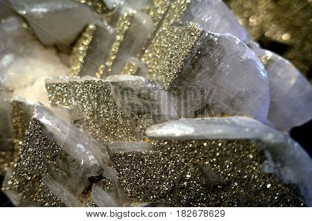 Geode crystals . Mineral silver and color texture - detail.
