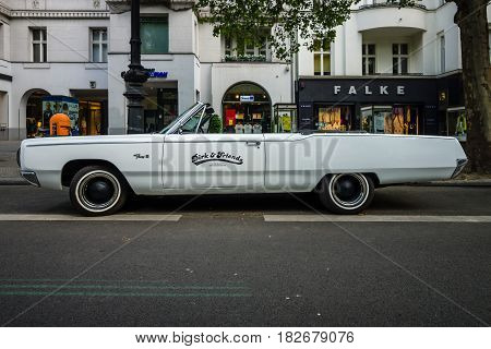 BERLIN - JUNE 05 2016: Full-size car Plymouth Fury III Convertible 1968. Classic Days Berlin 2016.