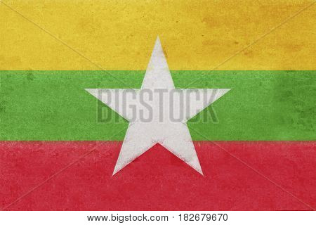 Flag Of Myanmar Grunge.