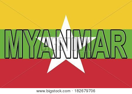 Flag Of Myanmar Word.