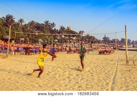 Goa, India - March 1: People On Arambol Beach On March 1, 2017, Goa, India
