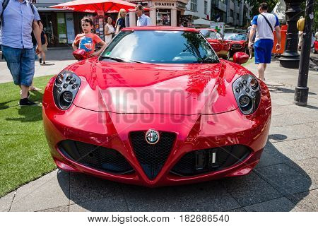 BERLIN - JUNE 05 2016: Sports car Alfa Romeo 4C (Type 960) since 2014. Classic Days Berlin 2016.
