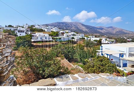 landscape of Apollonia Sifnos Greece with traditional cycladic houses