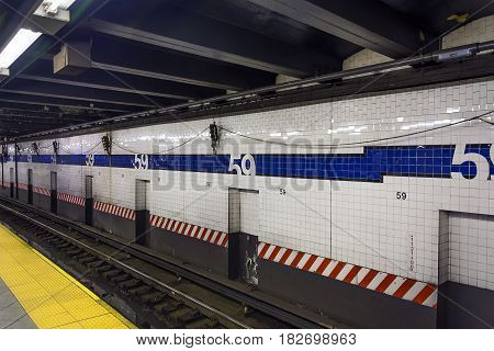 59th street Columbus Circle Subway station in New York