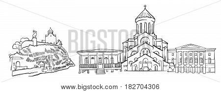 Tbilisi Georgia Panorama Sketch