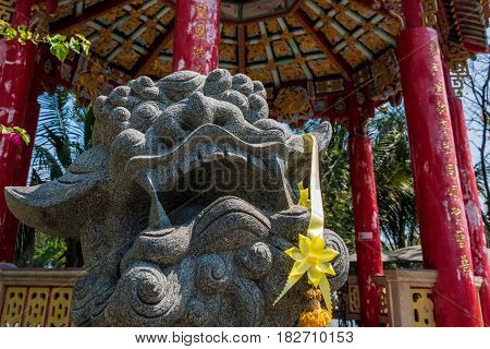 Dragon Statue in front of a temple in Bangkok