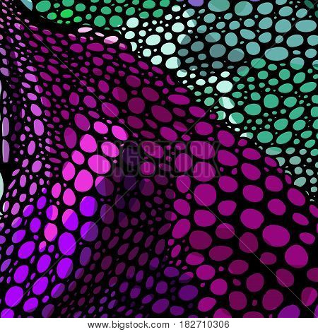 Chameleon pattern inspired by lizard and tropical fish skin hand drawn with circle strokes, dots in multiple colors. vector texture.