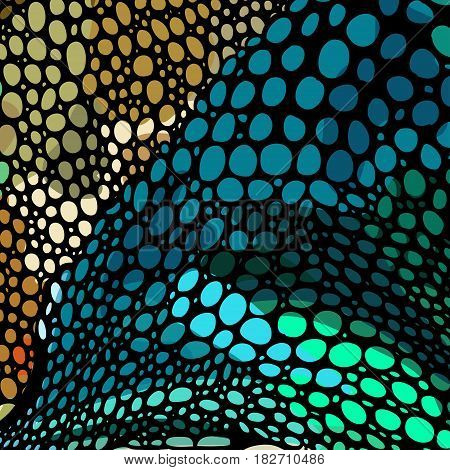 Chameleon pattern inspired by lizard and tropical fish skin hand drawn with circle strokes, dots in multiple colors. vector texture.