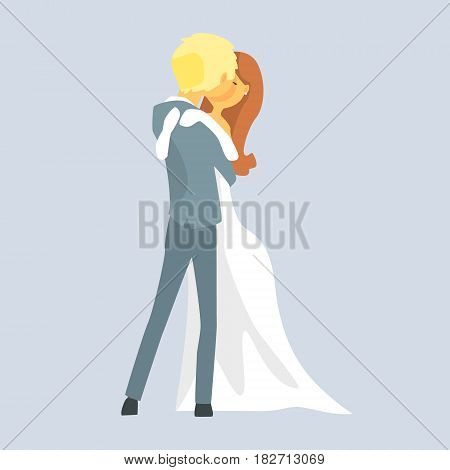 Beatuful bridal couple kissing, Romantic couple colorful cartoon character Illustration