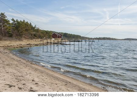 Beach in springtime in Tanumsstrand, west coast of Sweden