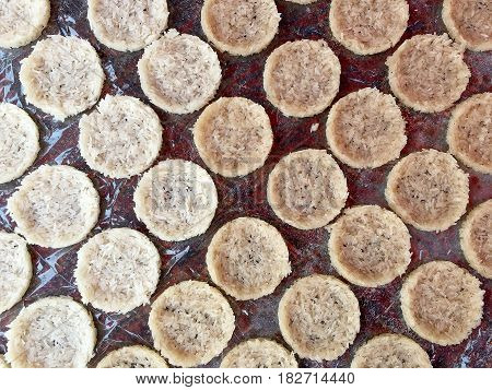Cooking Fried Rice Candies With Sun Light, Pattern Of Thai Crispy Rice Cracker 