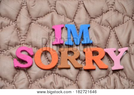 word im sorry on a  abstract colorful background
