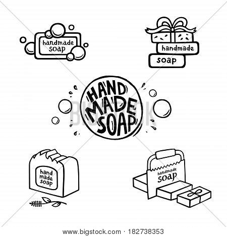 Set of vector logo badges and templates for all kind soap design packaging or wrapping