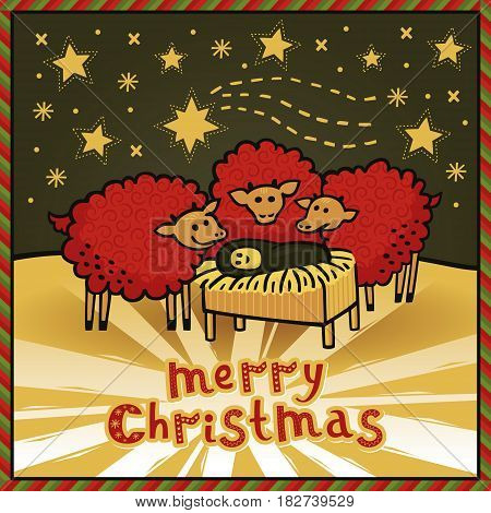 Awesome hand drawn illustration in cartoon style. Bright winter design in vector