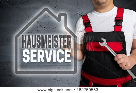 Hausmeisterservice (in German Caretaker Service) With House Touchscreen Is Serviced By Technician