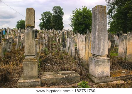 Tombstones in the Old Jewish Cemetery in Chernivtsy