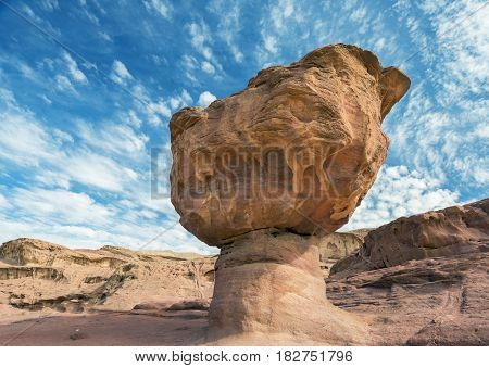 Stone mushroom is a unique geological formation from Jurassic period in Timna park that is located 25 km north of Eilat - famous resort city in Israel