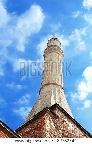 MInaret of the Saint Sophia in Istanbul, Turkey