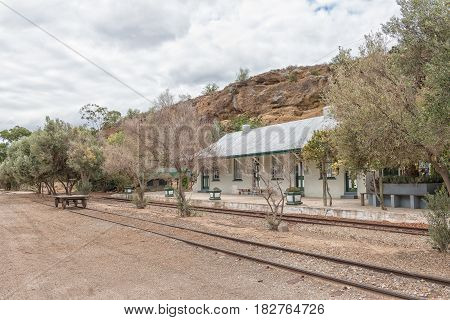 CALITZDORP SOUTH AFRICA - MARCH 24 2017: The railway station in Calitzdorp was converted into a caravan park