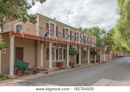 CALITZDORP SOUTH AFRICA - MARCH 24 2017: An historic old building in Calitzdorp which served as home now a lodge. Built approximately 1880