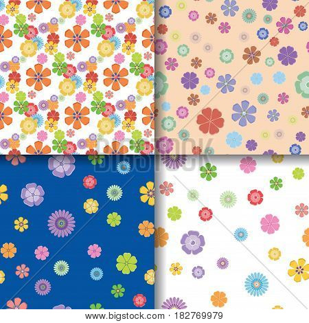 Floral patterns. Seamless background set. Vector illustration